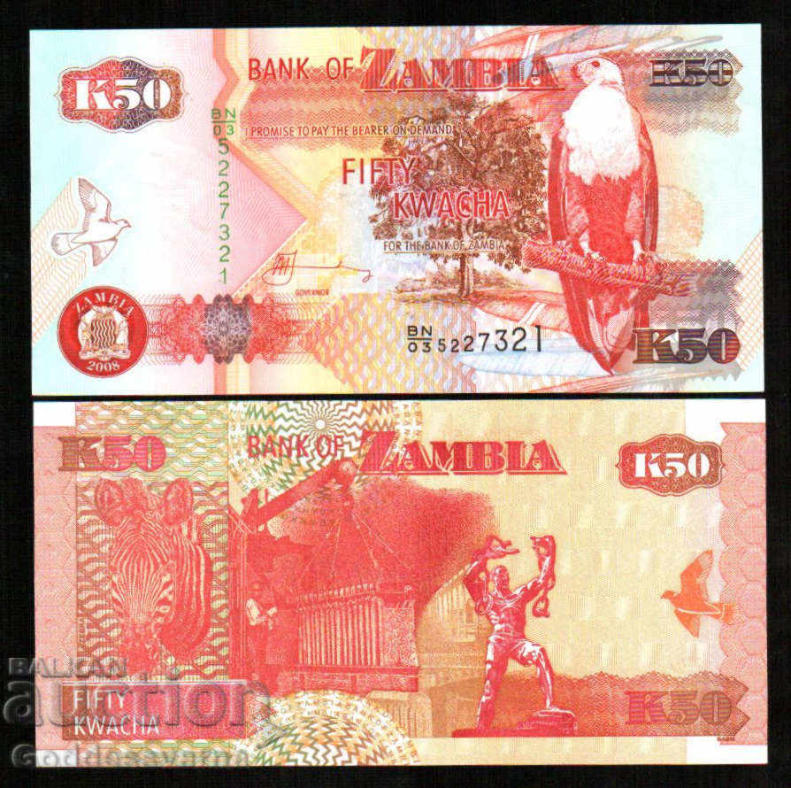 Zambia 50 Kwacha 2008 Notă bancară UNC P37c