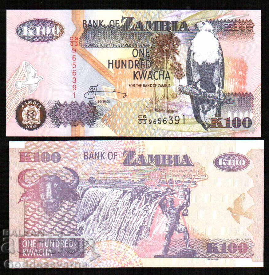 Zambia 100 Kwacha (2008) P38f Bancnotă - UNC