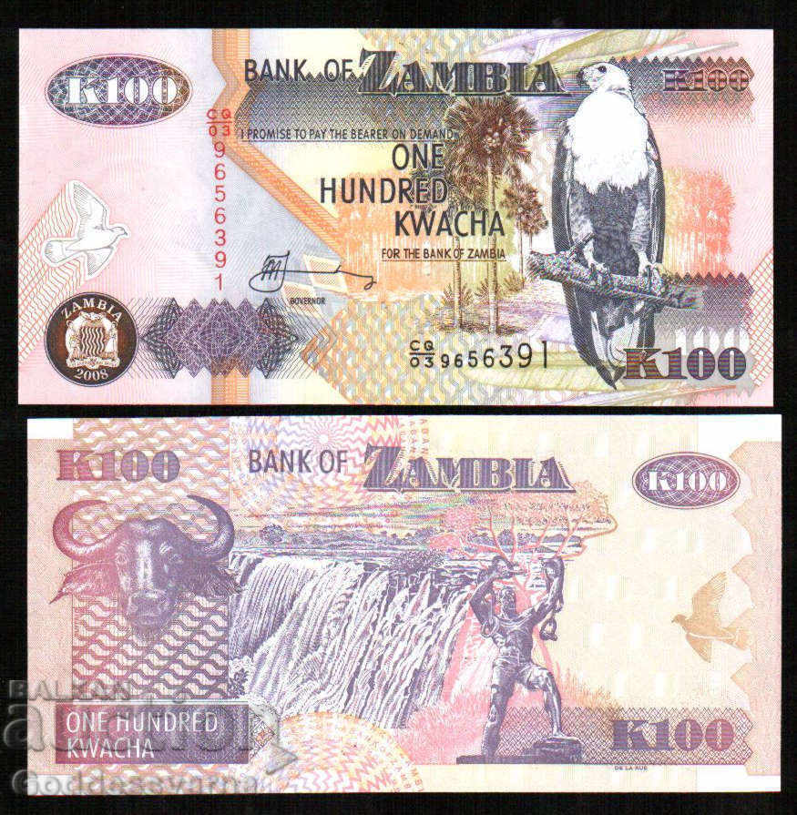 Zambia 100 Kwacha 2008  Pick 38f Ref 6391 Unc