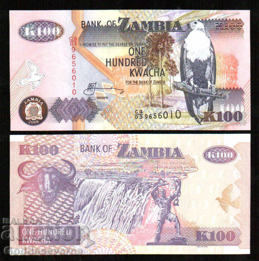 Zambia 100 Kwacha (2008) P38f Banknote - UNC