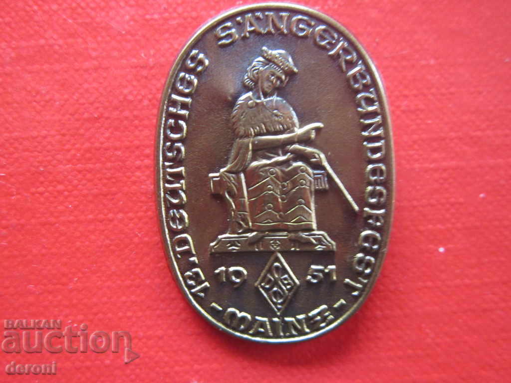 Auction Rare German Bronze Badge Badge 1951 Auction Rare German Bronze Badge Badge 1951