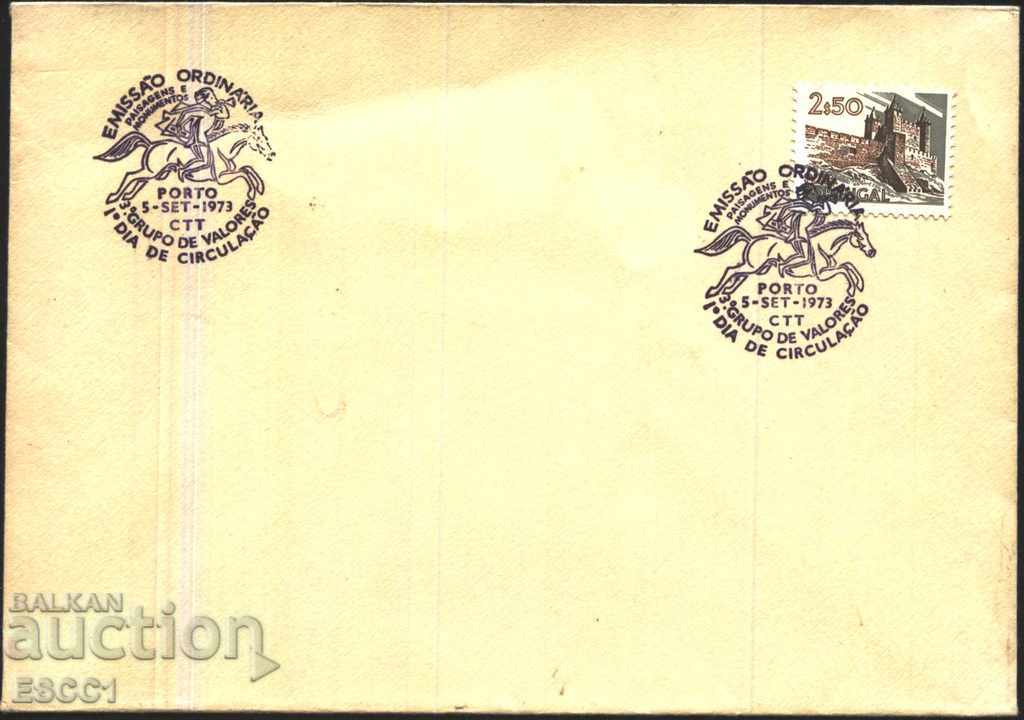 Plic cu castelul de marcă și postul special de tipărire poștală 1973 Portugalia