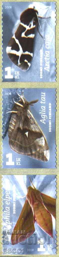 Чисти марки Фауна Пеперуди 2008 от Финландия