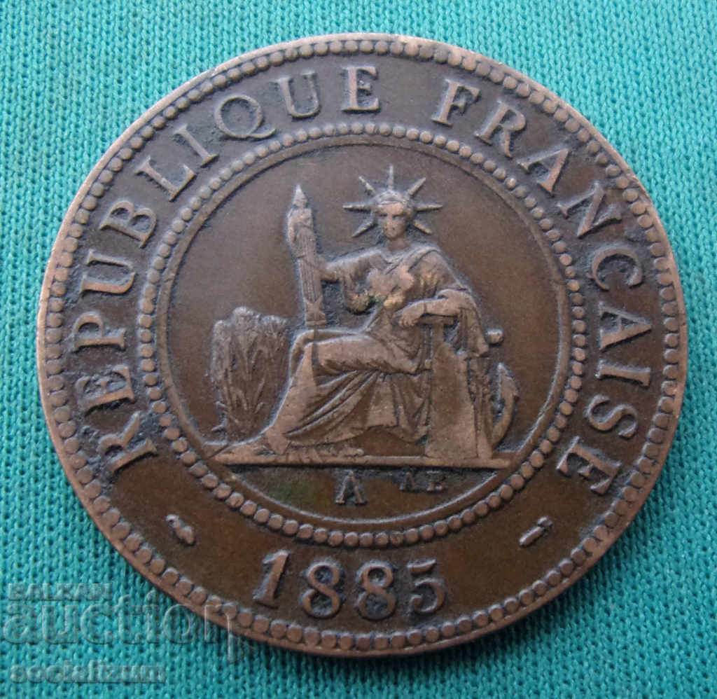 French Indochina 1 Cent 1885 Rare Coin