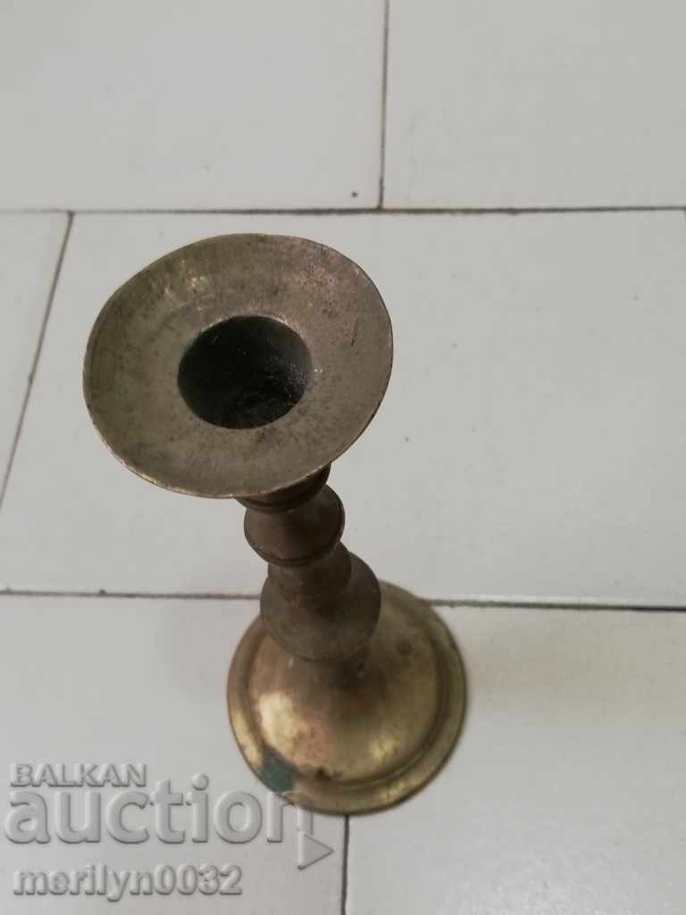 Bronze candlestick with tughra stamp Ottoman period candle lamp - 7