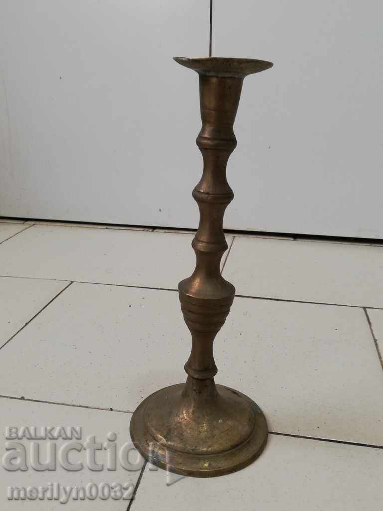 Bronze candlestick with tughra stamp Ottoman period candle lamp