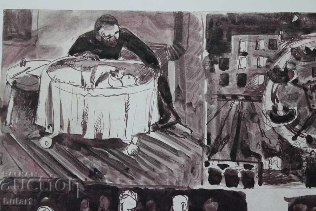 Orginal Painting Atanas Yaranov "4 scenes" Touche Unframed with price 700.00 BGN | € 357.90 Orginal Painting Atanas Yaranov "4 scenes" Touche Unframed with price 700.00 BGN | € 357.90