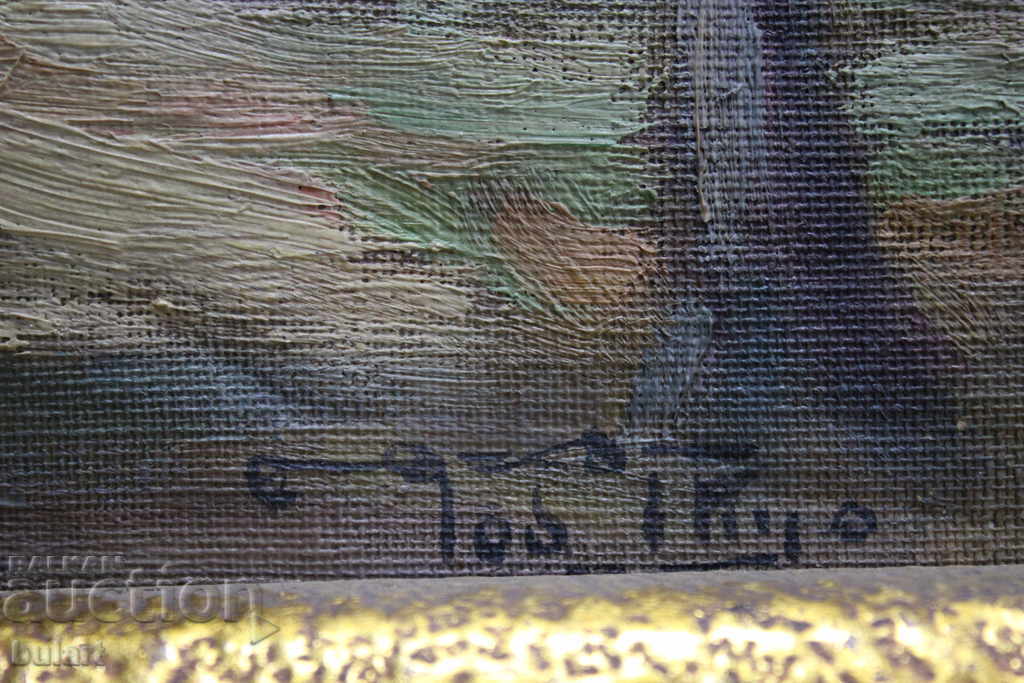 Παλιά φωτογραφία "Αγροτικό τοπίο" πετρελαίου υπογράφηκε το 1953. Πλαίσιο με τιμή 120.00 BGN | € 61.36 Παλιά φωτογραφία "Αγροτικό τοπίο" πετρελαίου υπογράφηκε το 1953. Πλαίσιο με τιμή 120.00 BGN | € 61.36