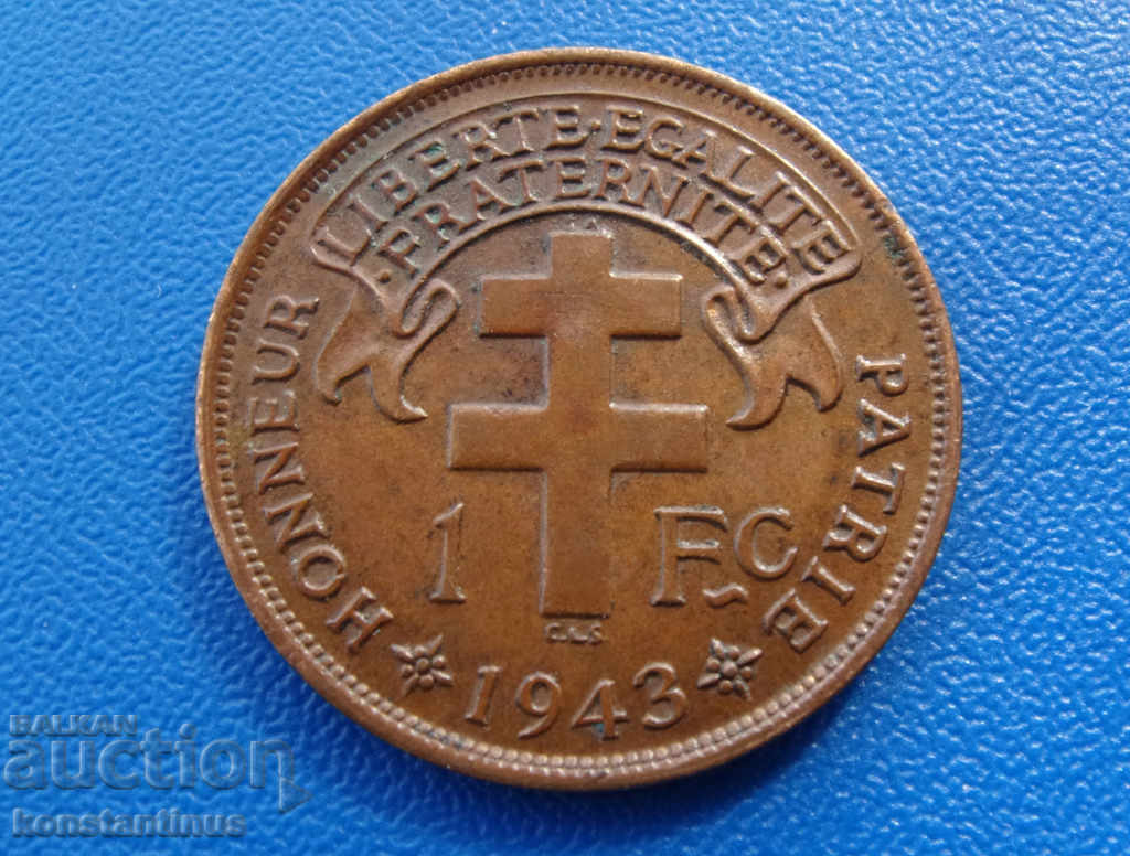 Franța Ecuatorial Africa 1 Frank 1943 Rare cu preț € 17.90 | 35.01 BGN