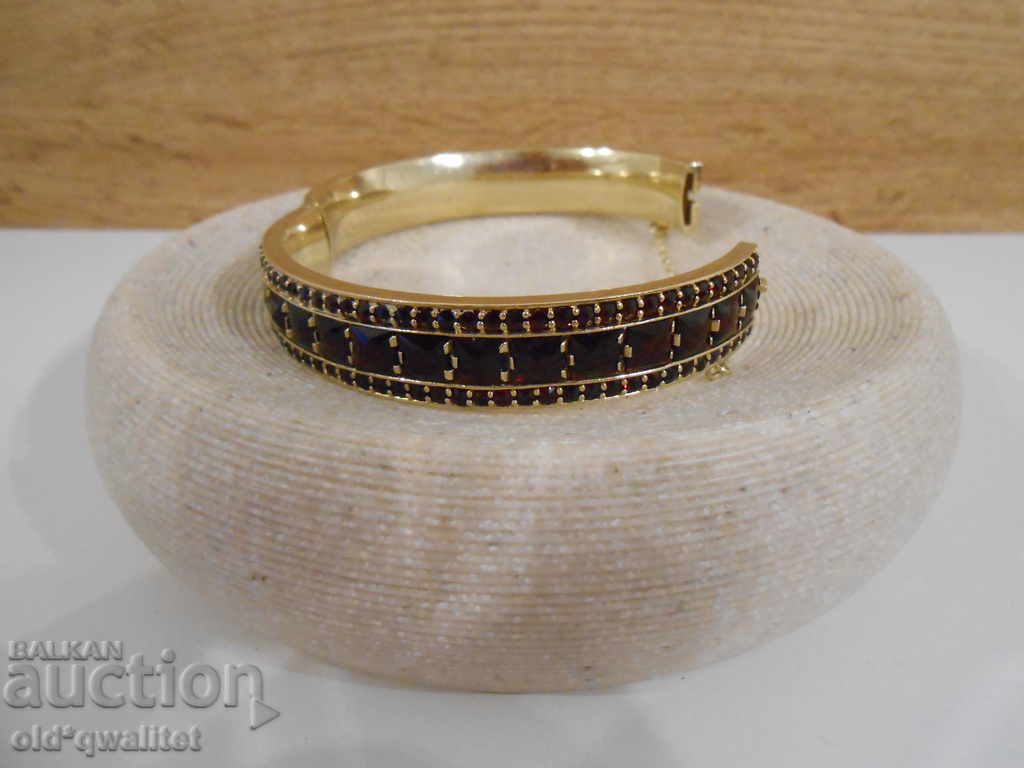 SILVER BRACELET, SILVER with NATURAL GARNET, gold plating SILVER BRACELET, SILVER with NATURAL GARNET, gold plating