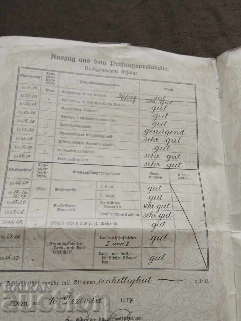 Certificate of Examination Technical School Vienna 1927 - 5 Certificate of Examination Technical School Vienna 1927 - 5