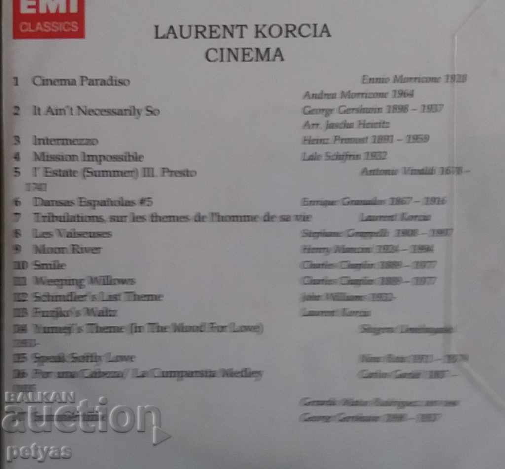 SD - Laurent Korcia, Cinéma album - CD with price 4.50 BGN | € 2.30 SD - Laurent Korcia, Cinéma album - CD with price 4.50 BGN | € 2.30