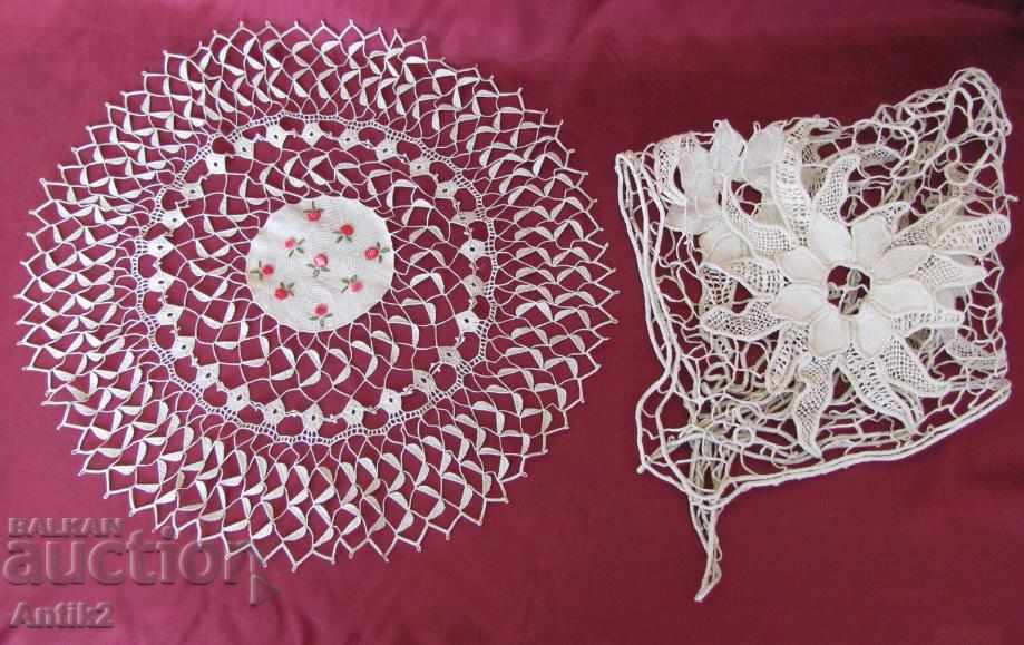 19th Century Hand Crocheted 2 piece Checkerboard, Blanket