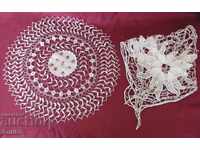 19th Century Handmade Crochet Crochet 2 Pieces Carpets, Tablecloth