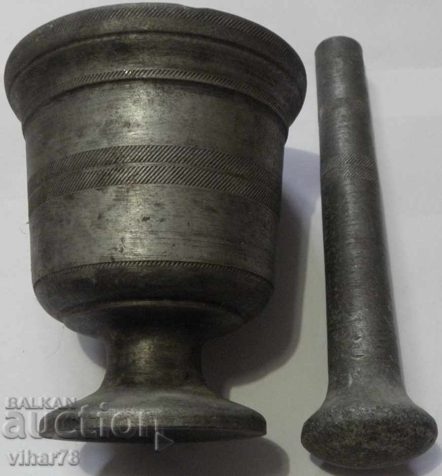 Mojar vechi din aluminiu, pistil, mojar - 6