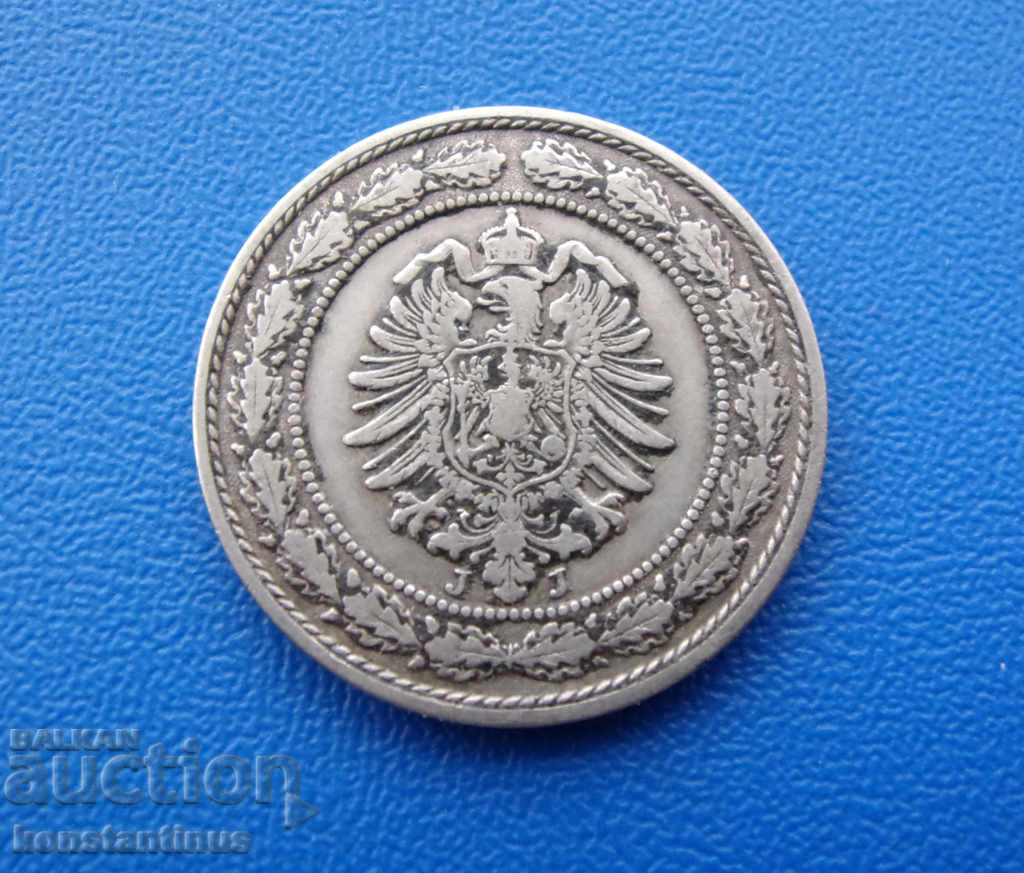 Germania Reich 20 Pennig 1887 J Emblema imperială mică Rare