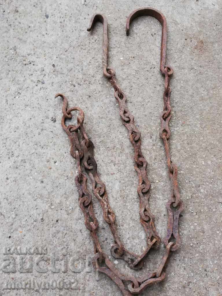 Old forged chain with hook, hearth for hearth chain hook with price 43.00 BGN | € 21.99 Old forged chain with hook, hearth for hearth chain hook with price 43.00 BGN | € 21.99