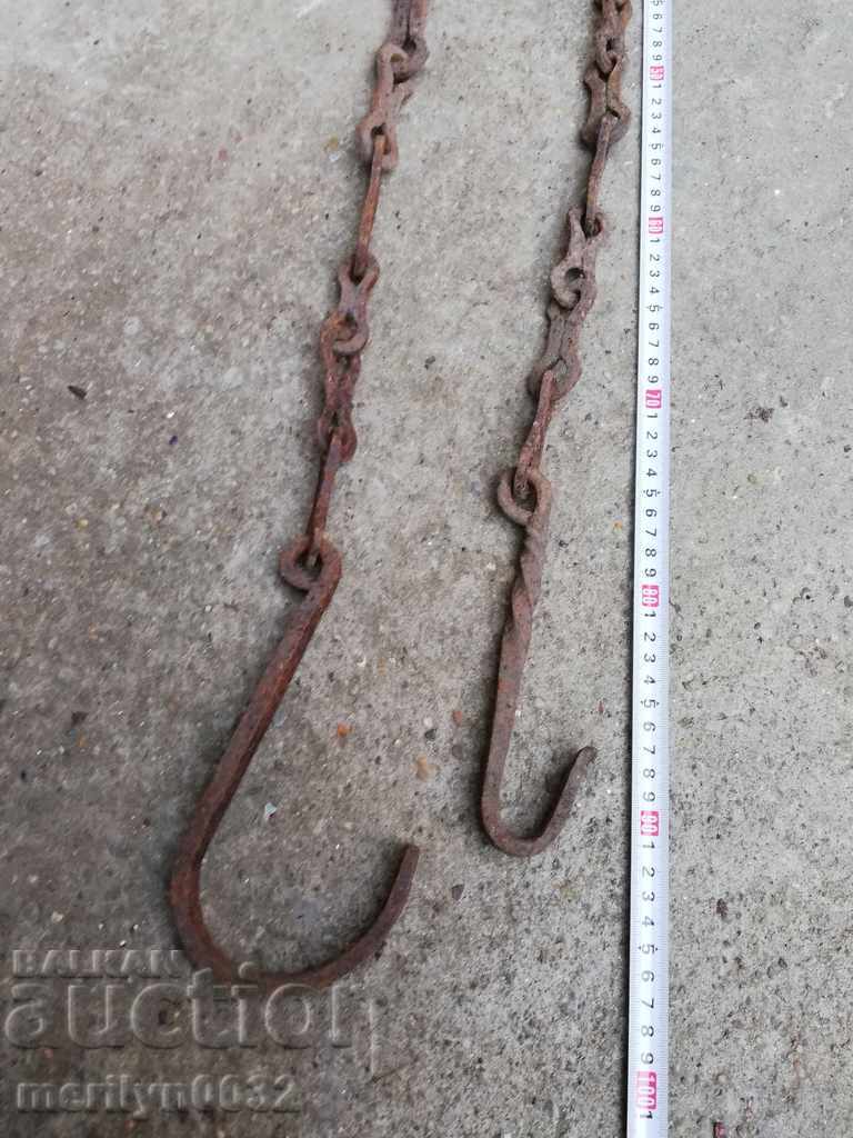 Delivery of Old forged chain with hook, hearth for hearth chain hook Delivery of Old forged chain with hook, hearth for hearth chain hook