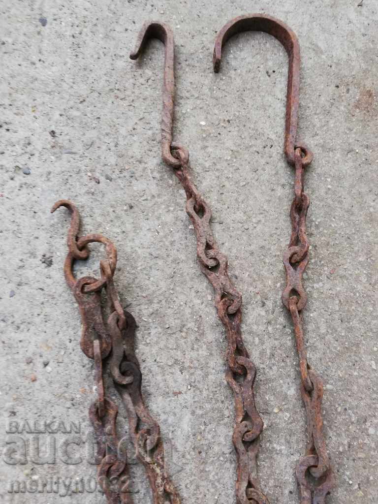 Old forged chain with hook, hearth for hearth chain hook - 5 Old forged chain with hook, hearth for hearth chain hook - 5