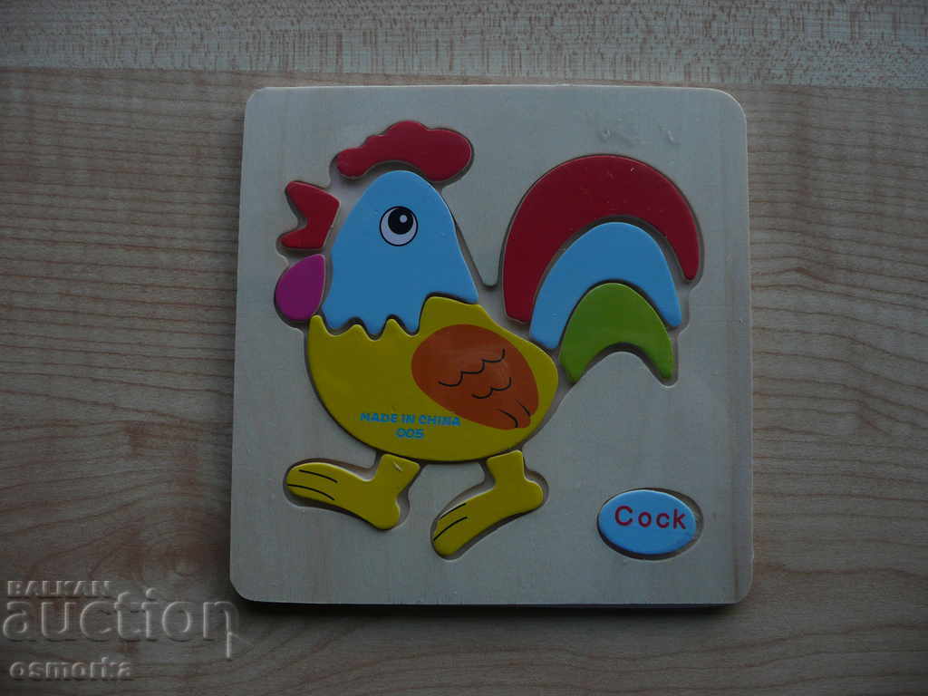 Wooden Puzzle Rooster for the youngest coconut chicken cock toy