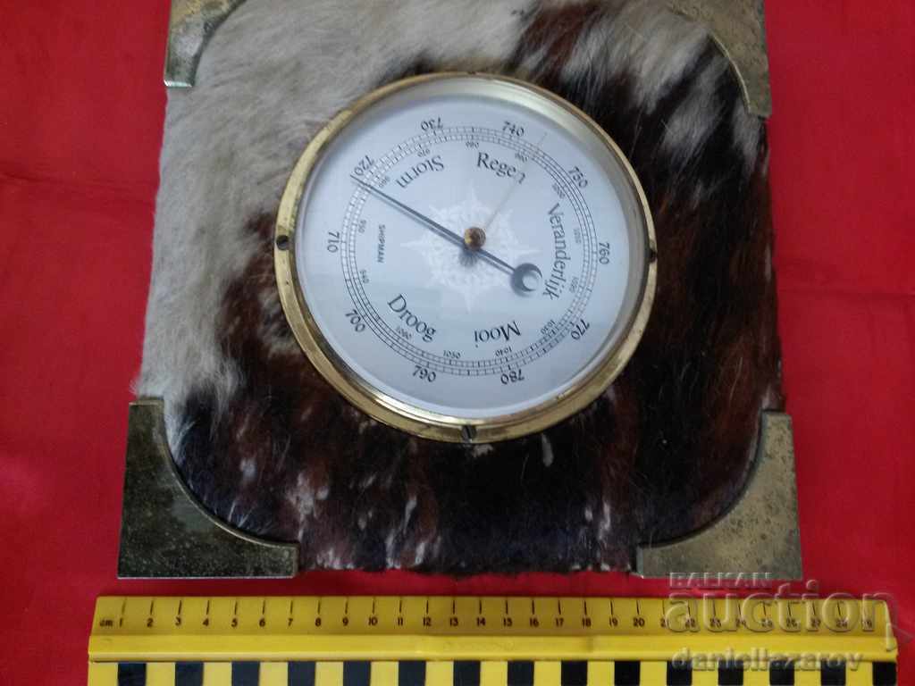 Rar BAROMETR german de perete cu blană de capră - 5 Rar BAROMETR german de perete cu blană de capră - 5