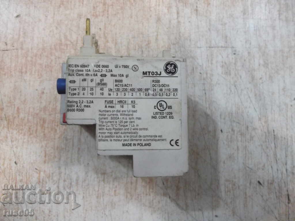 Auction Thermal relay "MT03J - 2,2-3,2A" Auction Thermal relay "MT03J - 2,2-3,2A"
