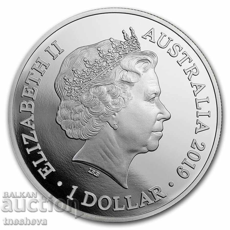 $1 Dolphin Australia 1 oz Silver 2019 with price 206.00 BGN | € 105.33