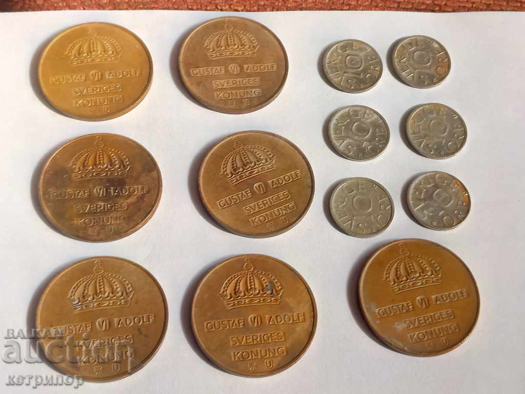 5 and 10 Öre Sweden Lot of 13 Coins with price € 10.00 | 19.56 BGN