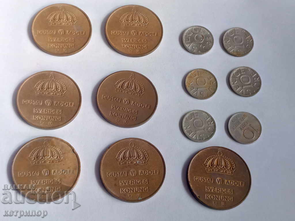 5 and 10 yore Sweden lot 13 coins with price 8.00 BGN | € 4.09
