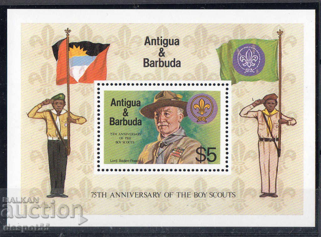 1982. Antigua și Barbuda. 75 de ani de la mișcarea Scout. Block.