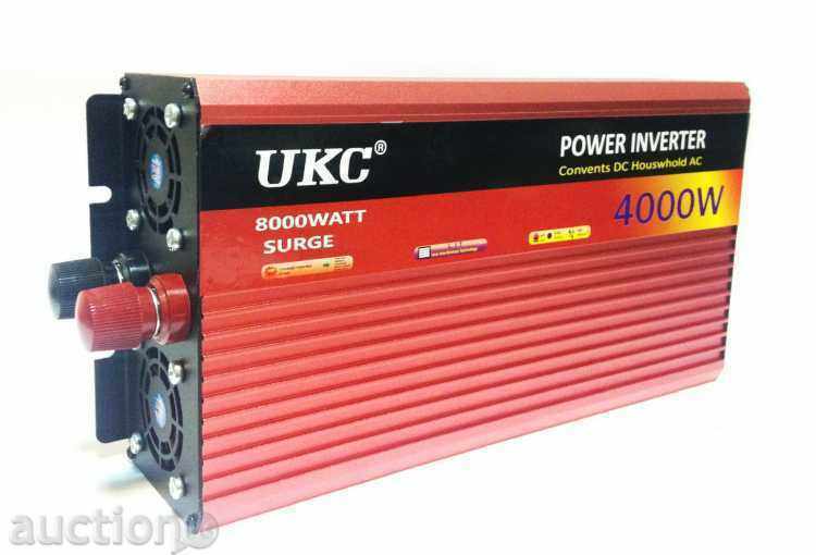 Висококачeствен инвертор за автомобил UKC 12V-220V, 4000W