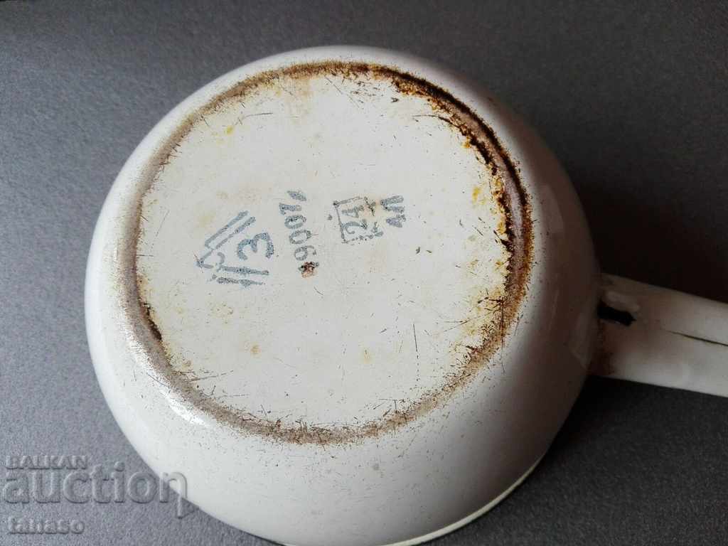Caserolă emailată veche sovietică, lăptar, cană (8.3) - 5