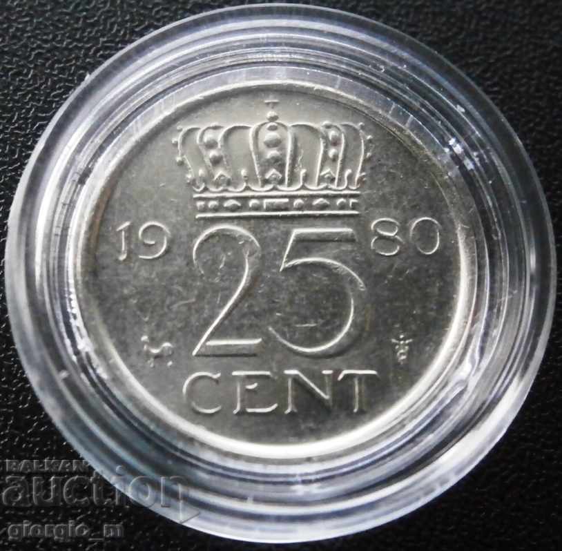 Нидерландия 25 цента 1980