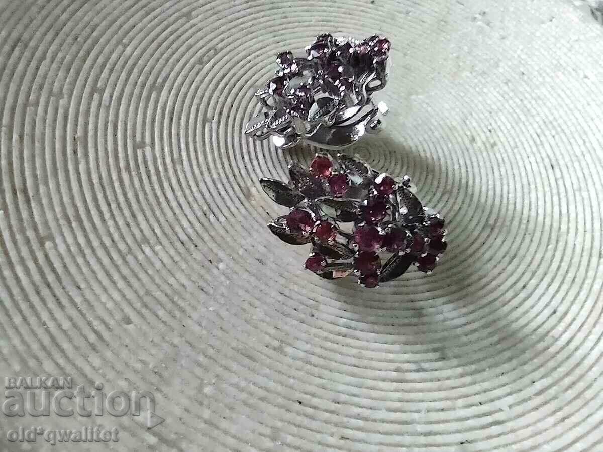 Old silver earrings with rubellite stamps with price 129.00 BGN | € 65.96 Old silver earrings with rubellite stamps with price 129.00 BGN | € 65.96
