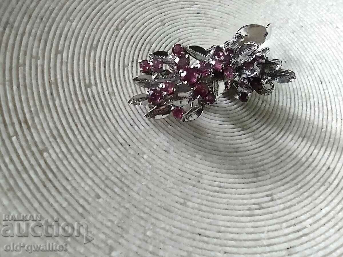 Auction Old silver earrings with rubellite stamps Auction Old silver earrings with rubellite stamps