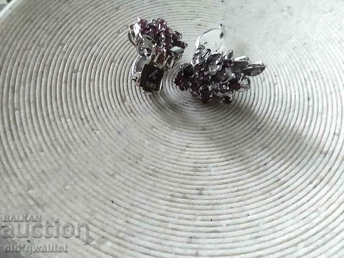 Delivery of Old silver earrings with rubellite stamps Delivery of Old silver earrings with rubellite stamps