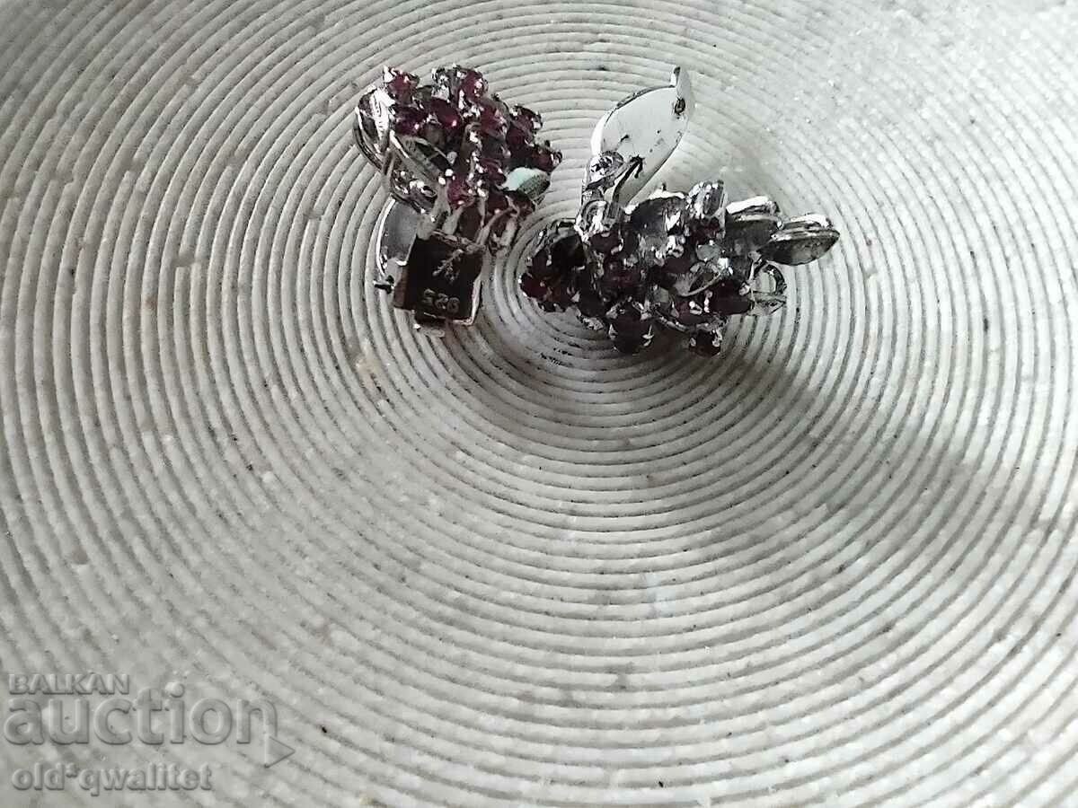 Old silver earrings with rubellite stamps - 5 Old silver earrings with rubellite stamps - 5