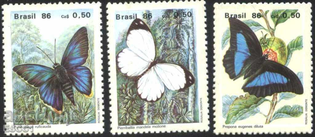 Pure Marks Fauna Insects Butterflies 1986 from Brazil