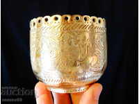 Ancient Khmer candlestick, cup, brass vessel.