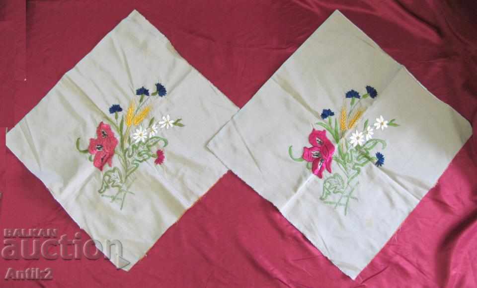 Old hand-embroidered patterns for pillows, silk thread
