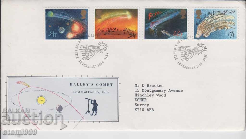 Ταχυδρομικός φάκελος Halley Κομήτης Αστρονομία χώρου