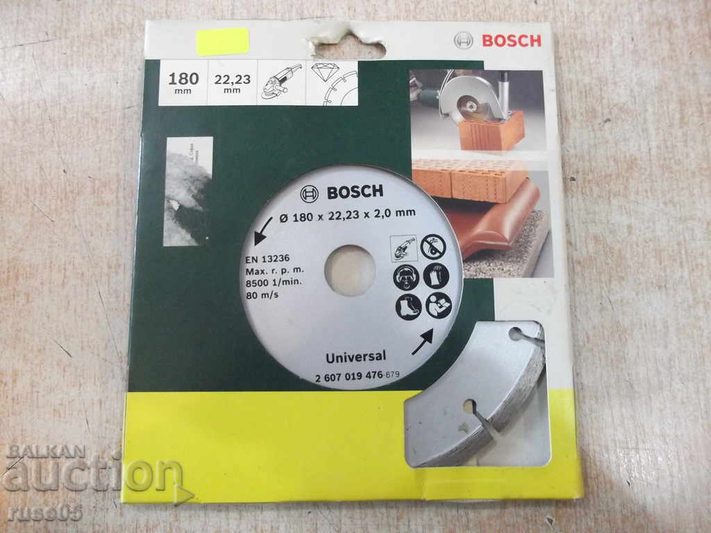 Cutting disc "BOSCH / ф180х22,23х2,0мм /" on bricks, concrete and others.