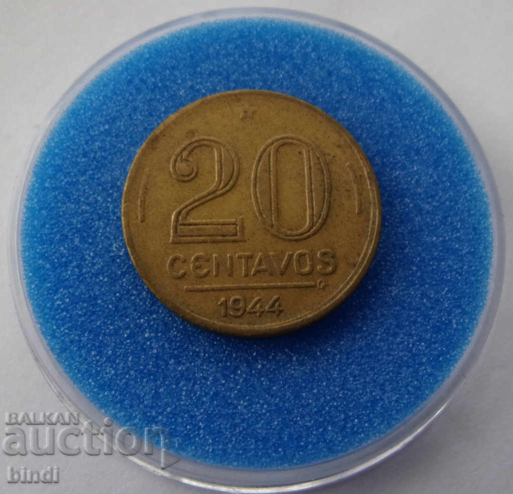 Бразилия  20  Центаво  1944  Рядка Монета с цена € 3.58 | 7.00 лв.