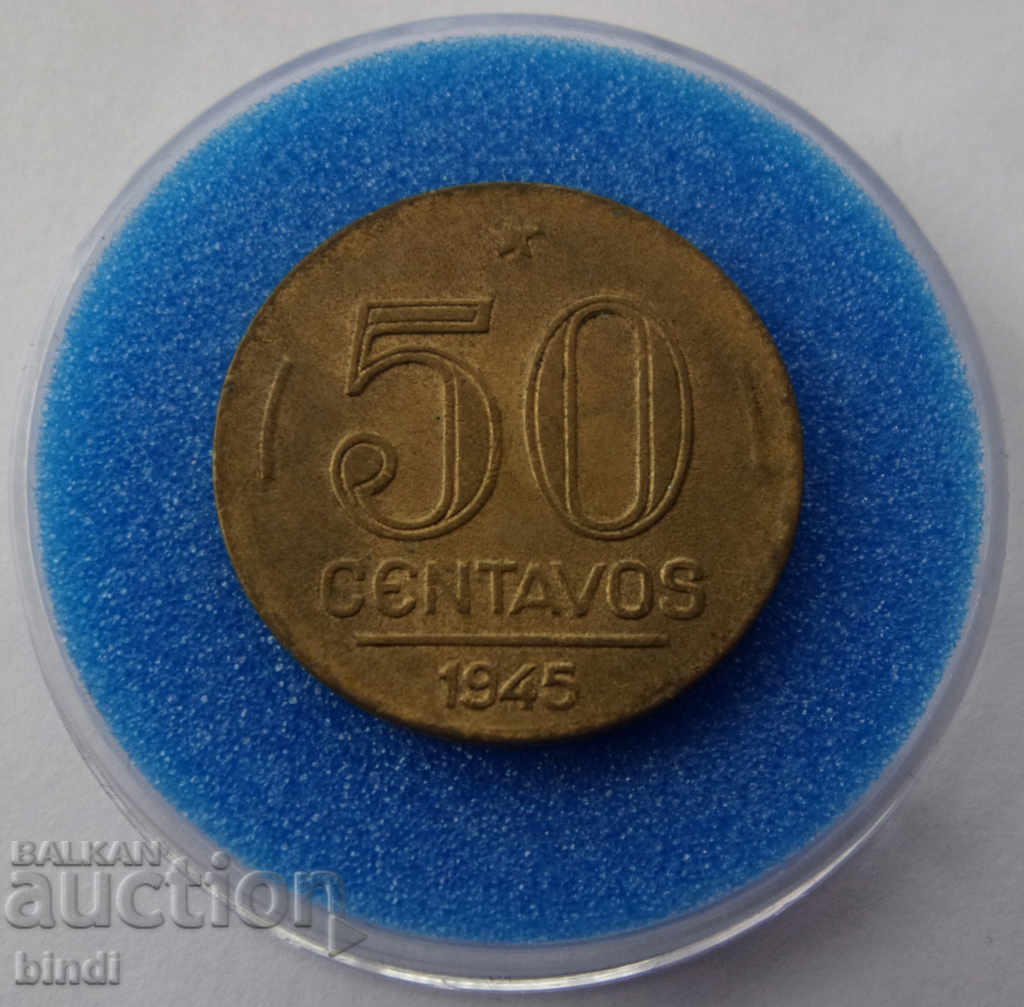 Βραζιλία 50 Cental 1945 Σπάνιο νόμισμα με τιμή € 3.58 | 7.00 BGN