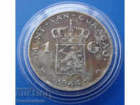 Curacao 1 Guild 1944 Rare Type - Silver Very Rare