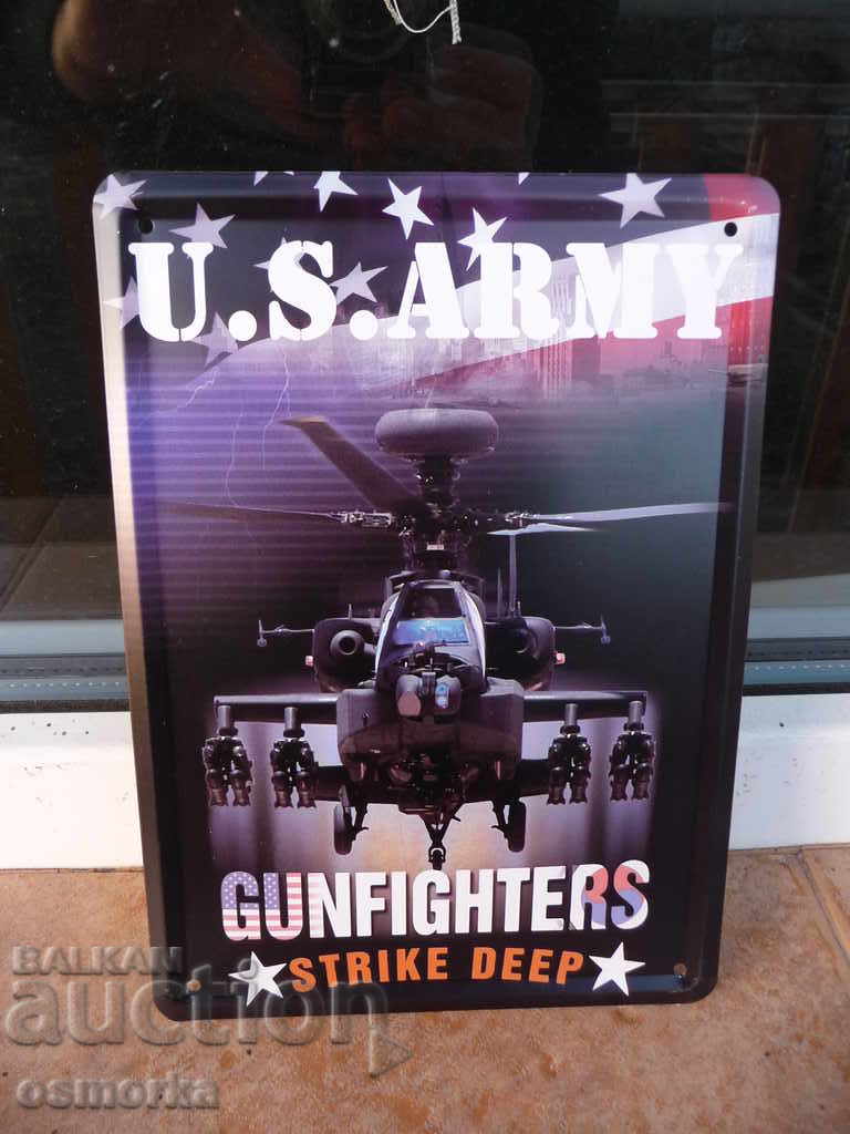 Метална табела Gunfighters военен хеликоптер американски usa
