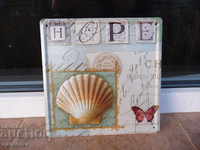 Метална табела Hope Надежда мида пеперуда ретро готина печат
