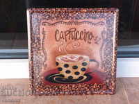 Метална табела кафе капучино готина чаша на точки кафенце