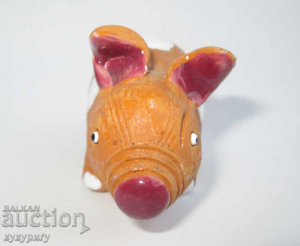 Auction Old author little pig figure ceramic and enamel Auction Old author little pig figure ceramic and enamel