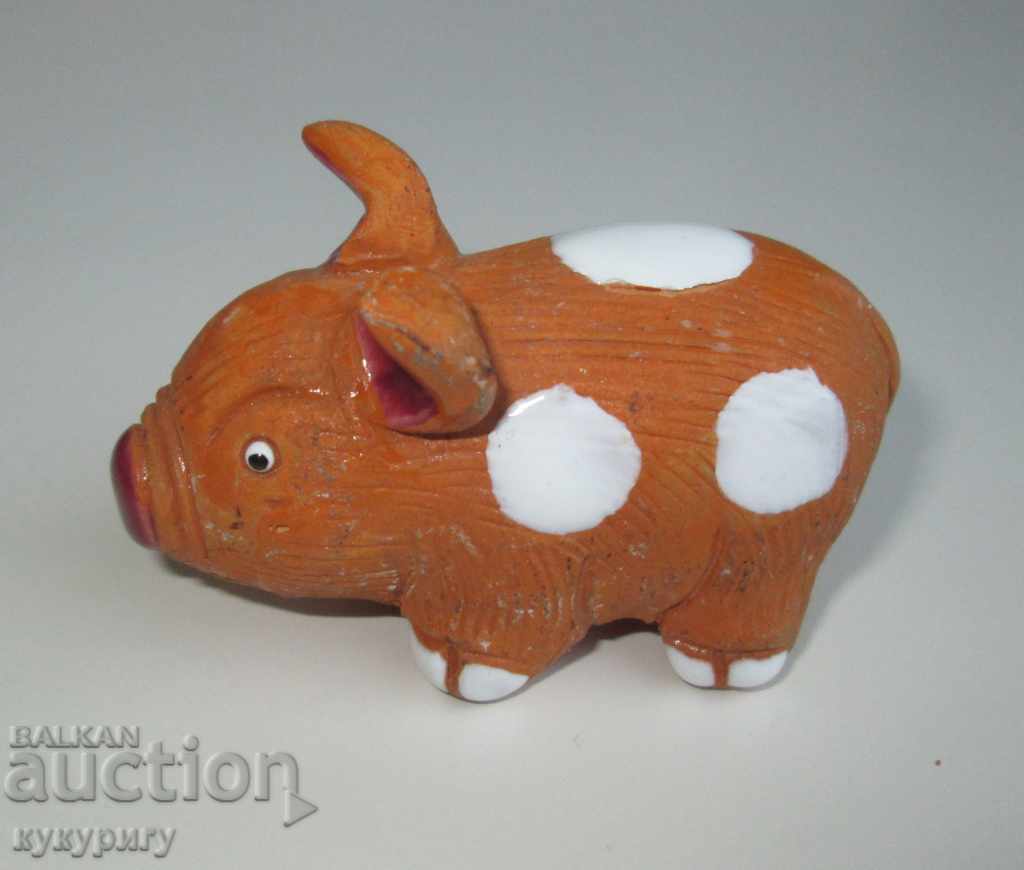 Old author little pig figure ceramic and enamel